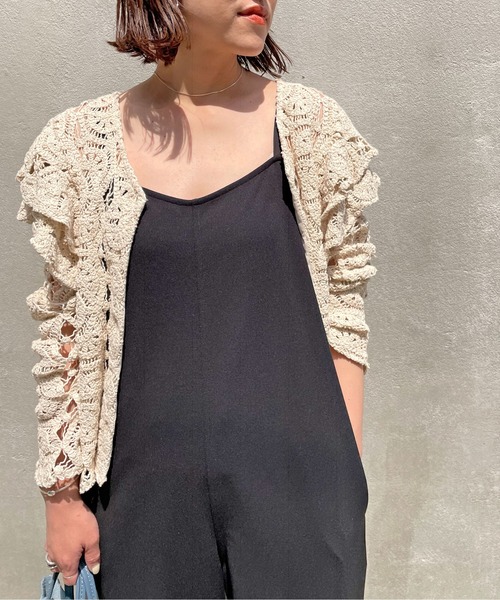 Omekashi（オメカシ）の「Onf(オンフ) カットジョーゼットサロペット（サロペット/オーバーオール・レディース・ブラック/ベージュ・36/38）」の6枚目の写真