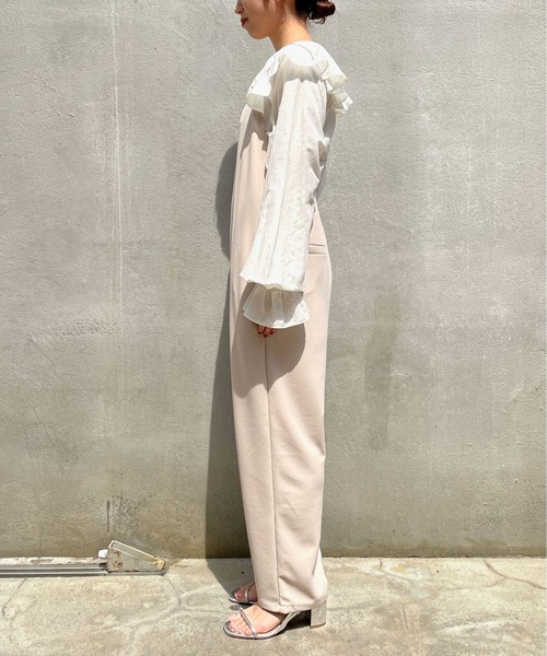 Omekashi（オメカシ）の「Onf(オンフ) カットジョーゼットサロペット（サロペット/オーバーオール・レディース・ブラック/ベージュ・36/38）」の14枚目の写真