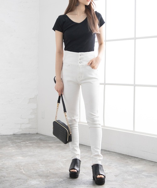 Newlyme（ニューリーミー）の「前後2WAYクロスリブ半袖トップス（Tシャツ/カットソー・レディース・カーキ/ホワイト/ブラック/ボルドー・LARGE/XX-LARGE/MEDIUM/X-LARGE）」の14枚目の写真