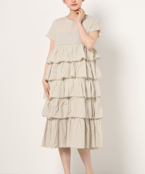 AS KNOW AS de base（アズノゥアズドゥバズ）の「手ほどきフリルＯＰ（ワンピース・レディース・グリーン系その他/ピンク系その他/ベージュ系その他・FREE）」の2枚目の写真