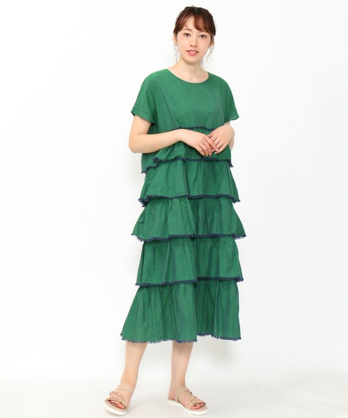 AS KNOW AS de base（アズノゥアズドゥバズ）の「手ほどきフリルＯＰ（ワンピース・レディース・グリーン系その他/ピンク系その他/ベージュ系その他・FREE）」の6枚目の写真