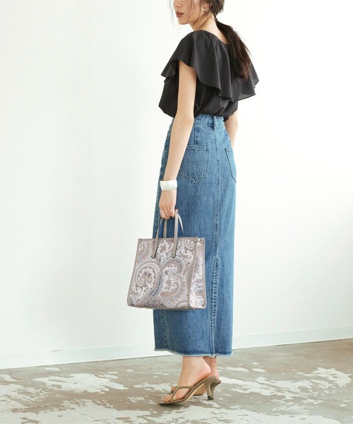 titivate(ティティベイト)の「ペイズリー柄スクエアバッグ(トートバッグ・レディース・グレー/ブラック/ベージュ/キャメル・F)」の12枚目の写真