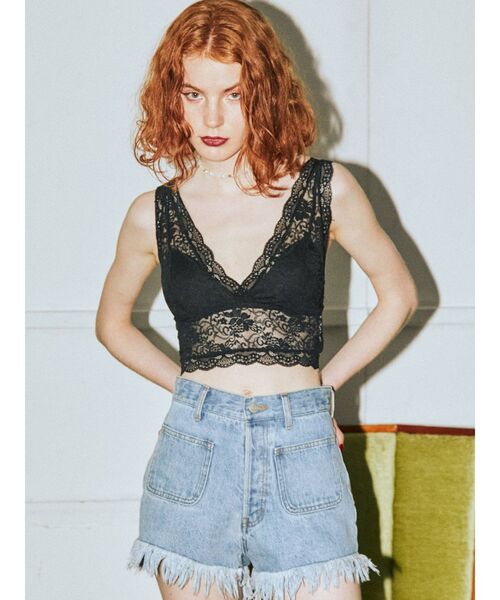 jouetie（ジュエティ）の「ストレッチレースブラトップ（キャミソール・レディース・オフホワイト/ブラック・MEDIUM）」の2枚目の写真