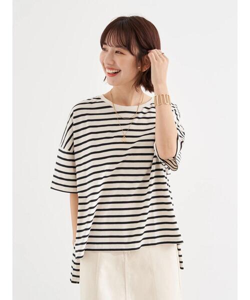 earth music&ecology（アースミュージックアンドエコロジー）の「吸水速乾サイドスリットBIGプルオーバー ＊（Tシャツ/カットソー・レディース・チャコールグレー/ブラック/ダークブラウン/オフホワイト/ブルー/ライトブラウン/ミント/ボルドー/その他7/ライトベージュ/グレイッシュベージュ/ブラック系その他4・FREE）」の16枚目の写真