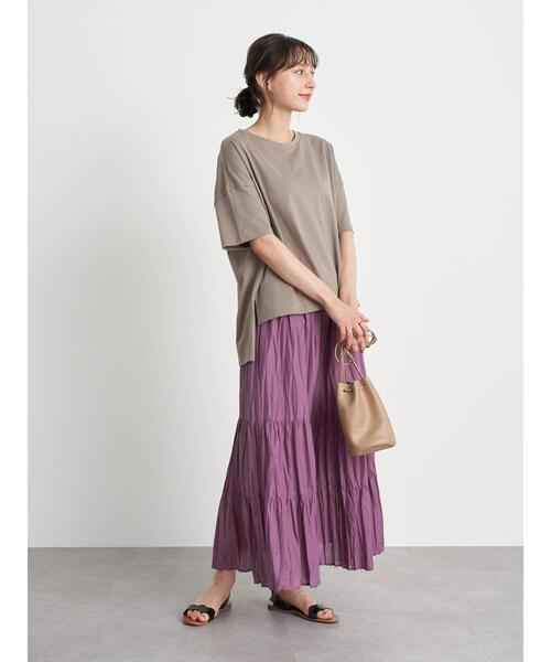 earth music&ecology（アースミュージックアンドエコロジー）の「吸水速乾サイドスリットBIGプルオーバー ＊（Tシャツ/カットソー・レディース・チャコールグレー/ブラック/ダークブラウン/オフホワイト/ブルー/ライトブラウン/ミント/ボルドー/その他7/ライトベージュ/グレイッシュベージュ/ブラック系その他4・FREE）」の21枚目の写真