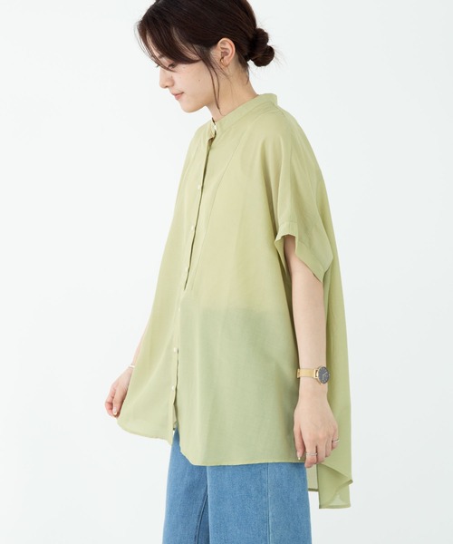 Green　Parks（グリーンパークス）の「シアーブラウス＊（シャツ/ブラウス・レディース・ブラック/パープル/グリーン/ライトベージュ・FREE）」の3枚目の写真