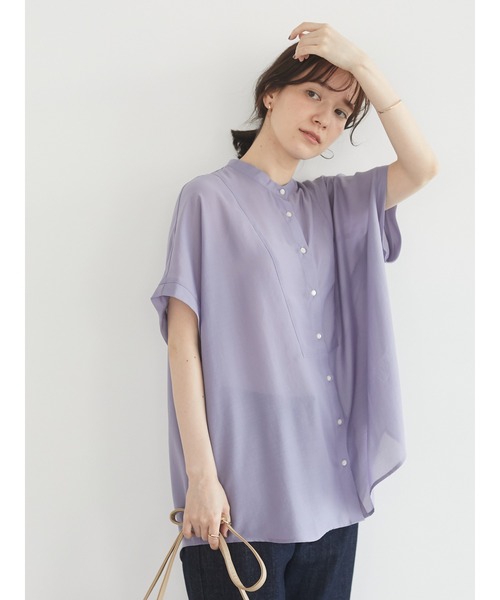 Green　Parks（グリーンパークス）の「シアーブラウス＊（シャツ/ブラウス・レディース・ブラック/パープル/グリーン/ライトベージュ・FREE）」の5枚目の写真