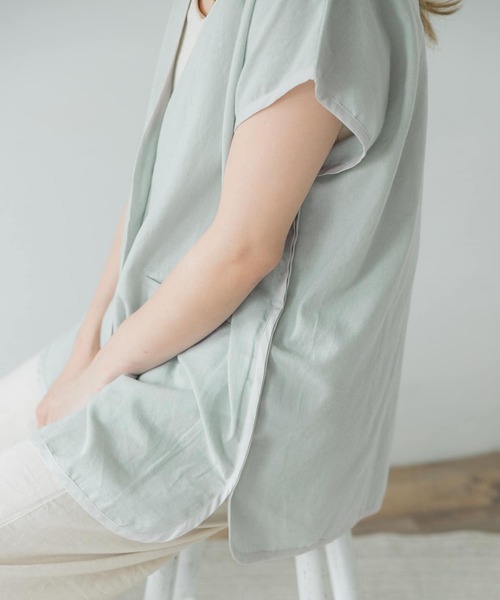 ITEMS URBANRESEARCH（アイテムズ アーバンリサーチ）の「パイピングノースリーブジャケット（その他アウター・レディース・スミクロ/アイボリー/ミント・FREE）」の9枚目の写真