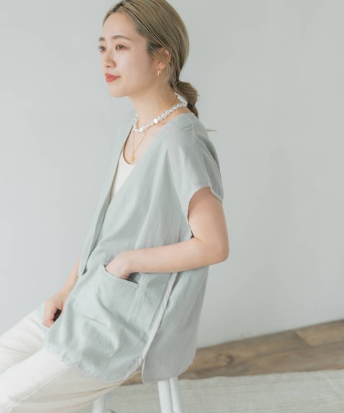 ITEMS URBANRESEARCH（アイテムズ アーバンリサーチ）の「パイピングノースリーブジャケット（その他アウター・レディース・スミクロ/アイボリー/ミント・FREE）」の11枚目の写真