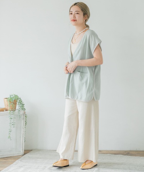 ITEMS URBANRESEARCH（アイテムズ アーバンリサーチ）の「パイピングノースリーブジャケット（その他アウター・レディース・スミクロ/アイボリー/ミント・FREE）」の4枚目の写真