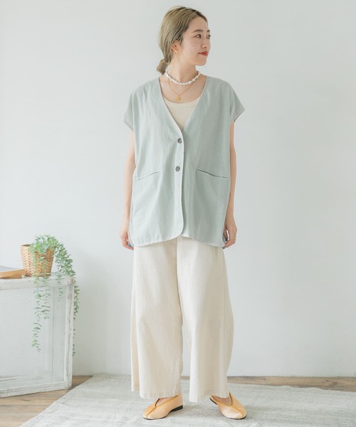 ITEMS URBANRESEARCH（アイテムズ アーバンリサーチ）の「パイピングノースリーブジャケット（その他アウター・レディース・スミクロ/アイボリー/ミント・FREE）」の5枚目の写真