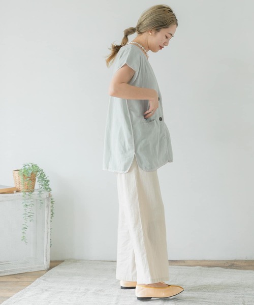 ITEMS URBANRESEARCH（アイテムズ アーバンリサーチ）の「パイピングノースリーブジャケット（その他アウター・レディース・スミクロ/アイボリー/ミント・FREE）」の8枚目の写真