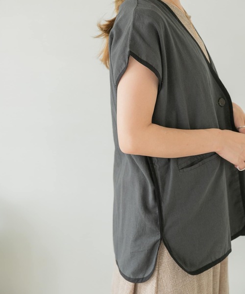 ITEMS URBANRESEARCH（アイテムズ アーバンリサーチ）の「パイピングノースリーブジャケット（その他アウター・レディース・スミクロ/アイボリー/ミント・FREE）」の13枚目の写真