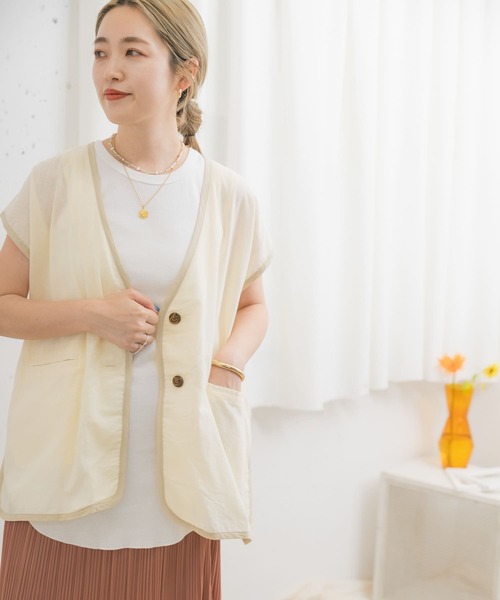 ITEMS URBANRESEARCH（アイテムズ アーバンリサーチ）の「パイピングノースリーブジャケット（その他アウター・レディース・スミクロ/アイボリー/ミント・FREE）」の19枚目の写真