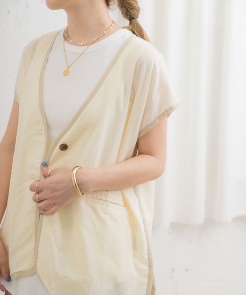 ITEMS URBANRESEARCH（アイテムズ アーバンリサーチ）の「パイピングノースリーブジャケット（その他アウター・レディース・スミクロ/アイボリー/ミント・FREE）」の20枚目の写真