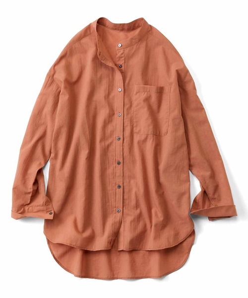 Live in comfort（リブインコンフォート）の「リブ　イン　コンフォート　サラッとはおって大人のおしゃれ　着こなしの幅も広がるコットンシアーシャツ（シャツ/ブラウス・レディース・ピンク系その他/グリーン/チャコールグレー/オレンジ系その他/ライトブルー・MEDIUM/LARGE/X-LARGE/XX-LARGE/XXX-LARGE/SMALL）」の9枚目の写真