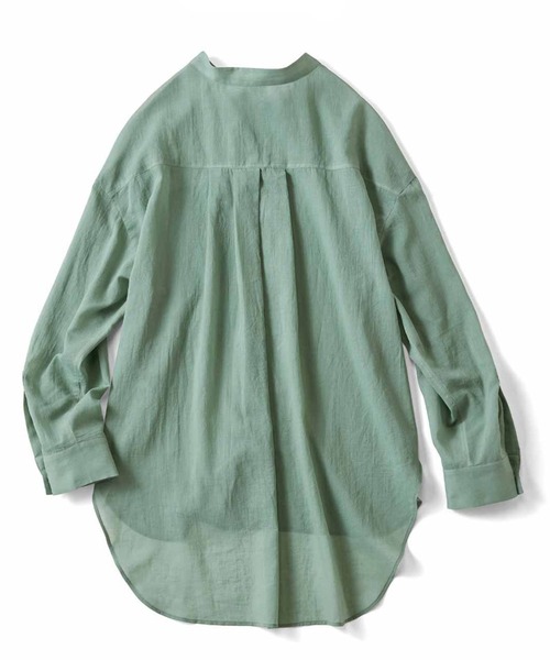 Live in comfort（リブインコンフォート）の「リブ　イン　コンフォート　サラッとはおって大人のおしゃれ　着こなしの幅も広がるコットンシアーシャツ（シャツ/ブラウス・レディース・ピンク系その他/グリーン/チャコールグレー/オレンジ系その他/ライトブルー・MEDIUM/LARGE/X-LARGE/XX-LARGE/XXX-LARGE/SMALL）」の7枚目の写真