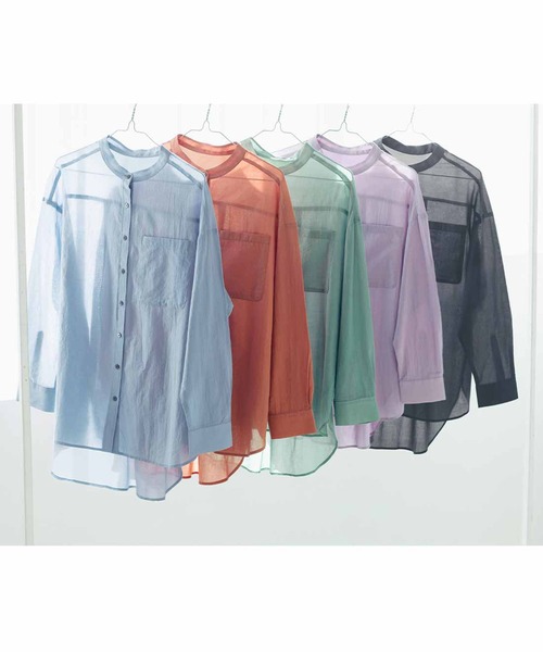 Live in comfort（リブインコンフォート）の「リブ　イン　コンフォート　サラッとはおって大人のおしゃれ　着こなしの幅も広がるコットンシアーシャツ（シャツ/ブラウス・レディース・ピンク系その他/グリーン/チャコールグレー/オレンジ系その他/ライトブルー・MEDIUM/LARGE/X-LARGE/XX-LARGE/XXX-LARGE/SMALL）」の8枚目の写真
