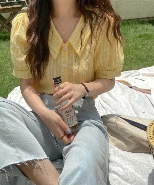 MANGROVE（マングローブ）の「ラインエンブロイダリーパフブラウス（シャツ/ブラウス・レディース・ホワイト/ベージュ/イエロー/ブルー・FREE）」の18枚目の写真