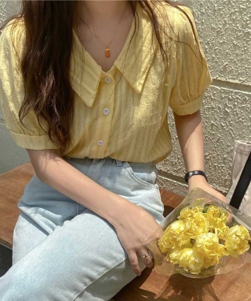 MANGROVE（マングローブ）の「ラインエンブロイダリーパフブラウス（シャツ/ブラウス・レディース・ホワイト/ベージュ/イエロー/ブルー・FREE）」の19枚目の写真