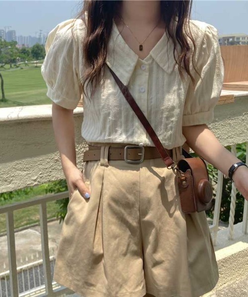 MANGROVE（マングローブ）の「ラインエンブロイダリーパフブラウス（シャツ/ブラウス・レディース・ホワイト/ベージュ/イエロー/ブルー・FREE）」の21枚目の写真