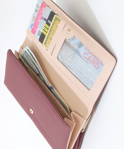 florist（フローリスト）の「6色展開　がま口パールがチャームポイントレザー調2つ折り長財布（財布・レディース・ブラック/ベージュ/ネイビー/ブラウン/ボルドー/スモークピンク・FREE）」の8枚目の写真