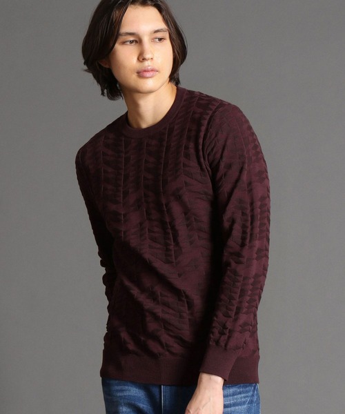 MONSIEUR NICOLE（ムッシュニコル）の「【ex/tra】グラフィック柄 ニットプルオーバー（ニット/セーター・メンズ・ブラック/ホワイト/ブラウン/ピンク・MEDIUM/X-LARGE/LARGE）」の3枚目の写真