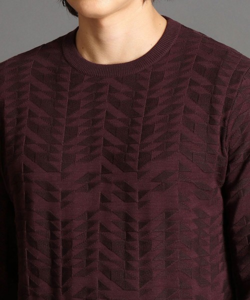 MONSIEUR NICOLE（ムッシュニコル）の「【ex/tra】グラフィック柄 ニットプルオーバー（ニット/セーター・メンズ・ブラック/ホワイト/ブラウン/ピンク・MEDIUM/X-LARGE/LARGE）」の9枚目の写真