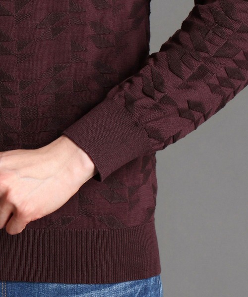 MONSIEUR NICOLE（ムッシュニコル）の「【ex/tra】グラフィック柄 ニットプルオーバー（ニット/セーター・メンズ・ブラック/ホワイト/ブラウン/ピンク・MEDIUM/X-LARGE/LARGE）」の10枚目の写真