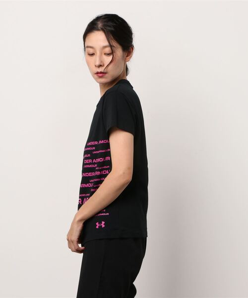 UNDER ARMOUR（アンダーアーマー）の「UAコットン グラフィック Tシャツ（トレーニング/WOMENS/レディース）（Tシャツ/カットソー・レディース・ブラック×パープル/ホワイト×ブラック・M/XL/S/L）」の4枚目の写真