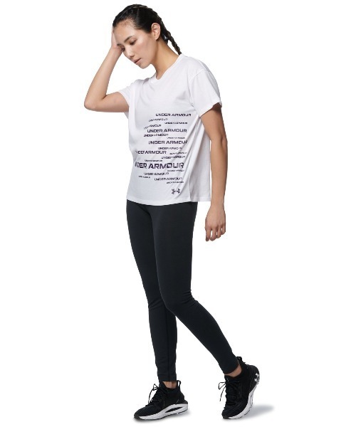 UNDER ARMOUR（アンダーアーマー）の「UAコットン グラフィック Tシャツ（トレーニング/WOMENS/レディース）（Tシャツ/カットソー・レディース・ブラック×パープル/ホワイト×ブラック・M/XL/S/L）」の6枚目の写真