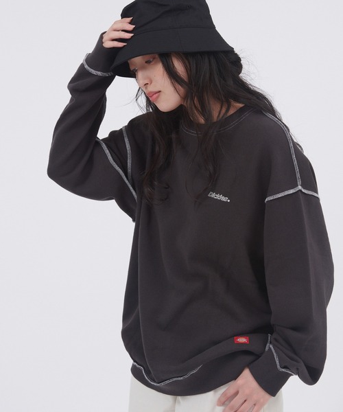 Dickies（ディッキーズ）の「Dickies/ディッキーズ コットン裏毛アウトリンキングビッグスウェット（スウェット・レディース・スミクロ/オフホワイト/パープル/ブルー・M/L）」の6枚目の写真
