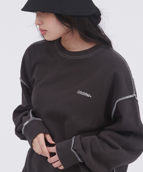 Dickies（ディッキーズ）の「Dickies/ディッキーズ コットン裏毛アウトリンキングビッグスウェット（スウェット・レディース・スミクロ/オフホワイト/パープル/ブルー・M/L）」の7枚目の写真