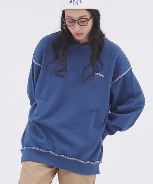 Dickies（ディッキーズ）の「Dickies/ディッキーズ コットン裏毛アウトリンキングビッグスウェット（スウェット・レディース・スミクロ/オフホワイト/パープル/ブルー・M/L）」の10枚目の写真