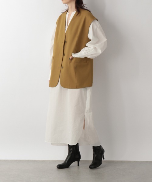 yuw（ユウ）の「COLLARLESS VEST　228765（ベスト・レディース・ブラック/ブラウン・FREE）」の3枚目の写真