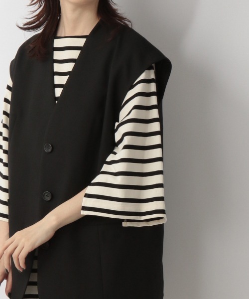 yuw（ユウ）の「COLLARLESS VEST　228765（ベスト・レディース・ブラック/ブラウン・FREE）」の6枚目の写真