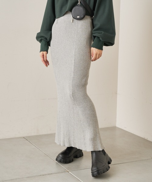 Chico（チコ）の「【新色追加】マーメイドニットロングスカート（スカート・レディース・ライトベージュ/グレー/チャコールグレー/ブラック/ブラウン・FREE）」の4枚目の写真