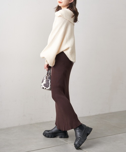 Chico（チコ）の「【新色追加】マーメイドニットロングスカート（スカート・レディース・ライトベージュ/グレー/チャコールグレー/ブラック/ブラウン・FREE）」の8枚目の写真