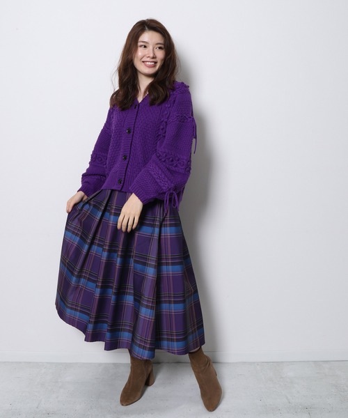 Re.Verofonna（ヴェロフォンナ）の「ビッグチェックメモリースカート（スカート・レディース・ブラック/ネイビー/パープル・MEDIUM）」の5枚目の写真