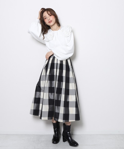 Re.Verofonna（ヴェロフォンナ）の「ビッグチェックメモリースカート（スカート・レディース・ブラック/ネイビー/パープル・MEDIUM）」の12枚目の写真