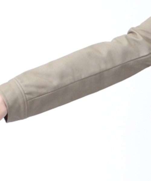 STYLEBLOCK（スタイルブロック）の「PUレザーノーカラーライダースジャケット（ライダースジャケット・レディース・ベージュ/アッシュグレー/キャメル/ブラック・L/M）」の10枚目の写真