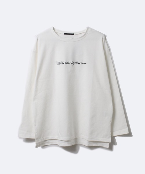 one way（ワンウェイ）の「【oneway】1行ロゴロンT（Tシャツ/カットソー・レディース・ホワイト/ブラック/ベージュ・FREE）」の2枚目の写真