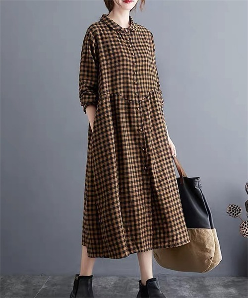 セール 起毛チェック ロングシャツワンピース シャツワンピース Dream Garden ドリームガーデン のファッション通販 Zozotown