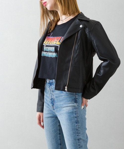 SpRay（スプレイ）の「フェイクレザーライダース（ライダースジャケット・レディース・グレイッシュベージュ/ブラック/ブラウン/モカ・FREE）」の12枚目の写真