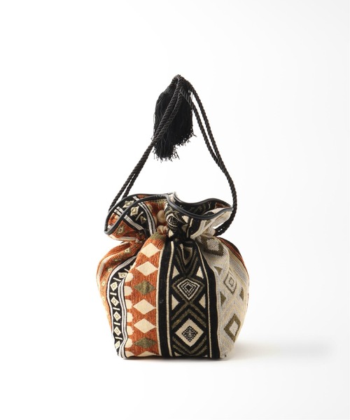 Simplicite（サンプリシテ）の「ジャガードキンチャクバッグ◆（ショルダーバッグ・レディース・ブラック/オレンジ・FREE）」の13枚目の写真