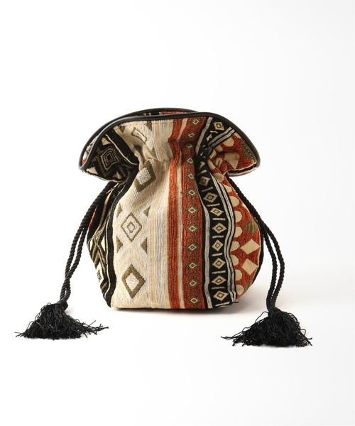 Simplicite（サンプリシテ）の「ジャガードキンチャクバッグ◆（ショルダーバッグ・レディース・ブラック/オレンジ・FREE）」の19枚目の写真