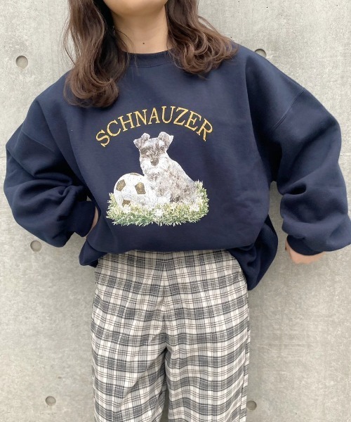 nemne store（ネンネストア）の「イチョウの木とアソートプリント裏起毛スウェット（スウェット・レディース・ネイビー/オフホワイト/グリーン/アイボリー/オートミール/スミクロ・フリー）」の6枚目の写真