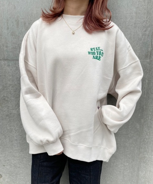 nemne store（ネンネストア）の「イチョウの木とアソートプリント裏起毛スウェット（スウェット・レディース・ネイビー/オフホワイト/グリーン/アイボリー/オートミール/スミクロ・フリー）」の17枚目の写真