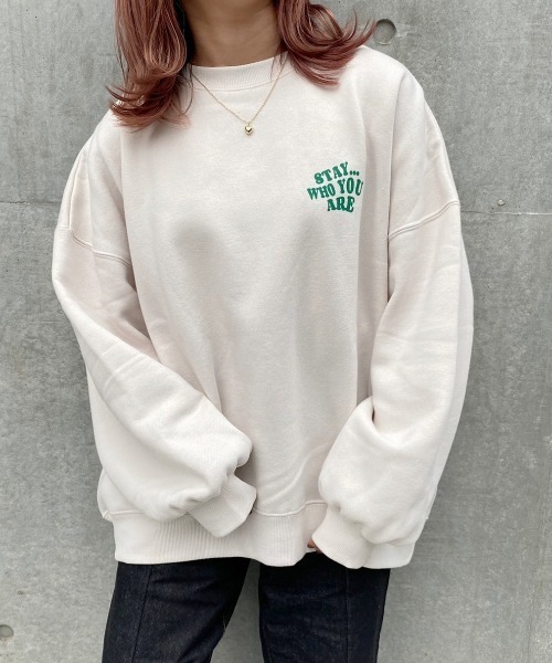 nemne store（ネンネストア）の「イチョウの木とアソートプリント裏起毛スウェット（スウェット・レディース・ネイビー/オフホワイト/グリーン/アイボリー/オートミール/スミクロ・フリー）」の16枚目の写真