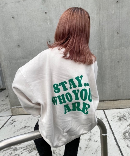 nemne store（ネンネストア）の「イチョウの木とアソートプリント裏起毛スウェット（スウェット・レディース・ネイビー/オフホワイト/グリーン/アイボリー/オートミール/スミクロ・フリー）」の9枚目の写真